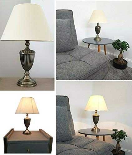 Barley Round Traditional Table Lamp & Shade Bedside Antique Brass (1 X LAMP)