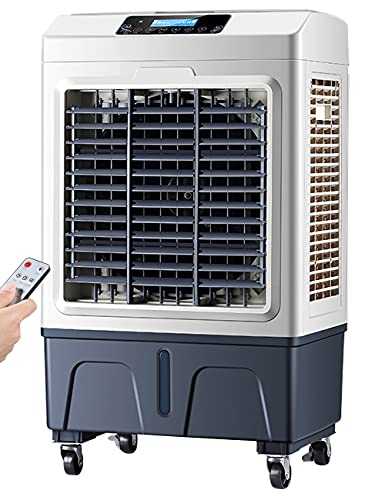KKJKK 35L Evaporative Air Cooler Mobile Air Conditioners with Remote Control 3 Speed 3 Modes Tower Fan Cooling Humidifier for Home Office Factory Supermarket,50x38x88cm
