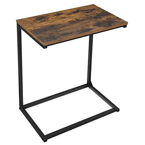 VASAGLE Small Side/End Table for Laptop, Bedroom, Living Room, Work in Bed or on The Sofa, Simple Structure, Stable, Industrial Style, Rustic Brown and Black LNT52BX