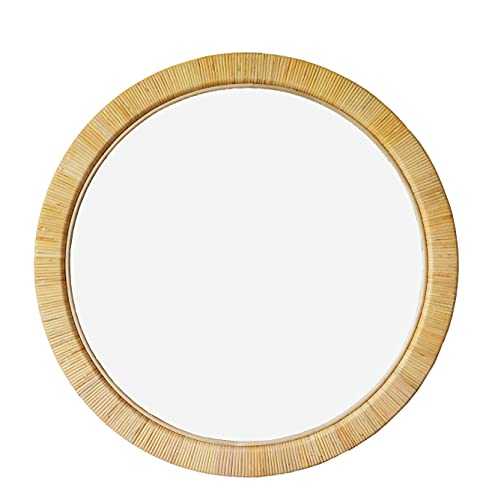 Natural Rattan Skin Wrapped Large Round Mirror - 36 inch