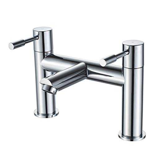 Luckyhome Bath Mixer Tap,Bathroom Double Lever Bath Tub Filler Mixer Tap Solid Brass Fitting