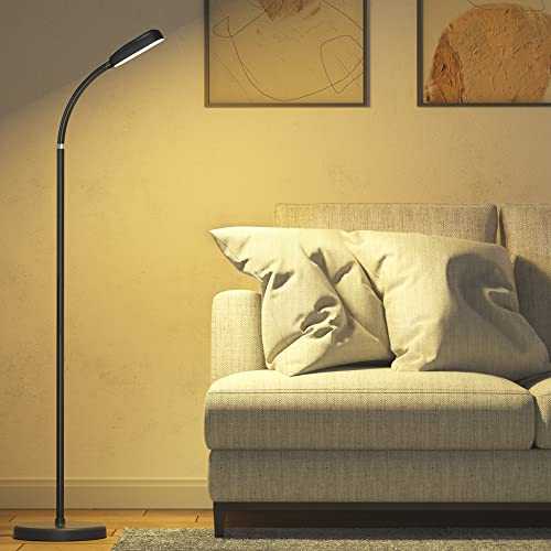 IPARTS EXPERT LED Floor Lamp, Cordless Floor Lamp for Living Room Bedroom Office Desk Lamp Touch Control 3 Colors Temperatures 5 Brightness Gooseneck Dimmable Standing Lamp
