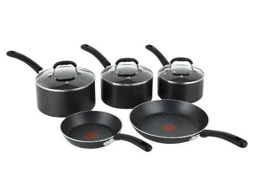 E857S544 Premium Non-stick Cookware Set with Induction, 5 Pieces - Black
