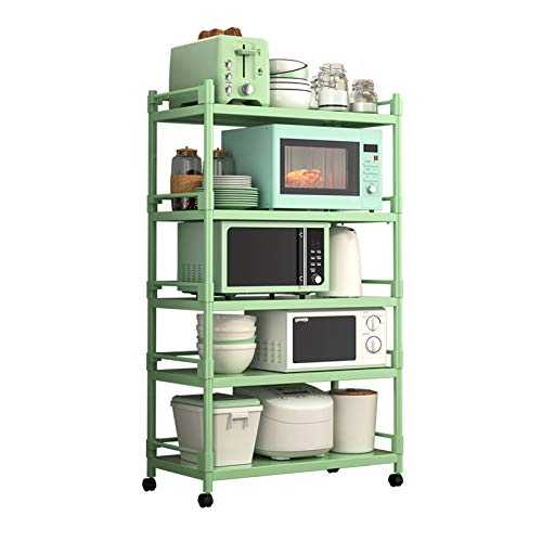 shelf RENJUN- Kitchen Storage Shelves for Closet Organization Standing With 360° Mobile Casters Bearing 50kg/layer Green(Size:140x100x40cm)