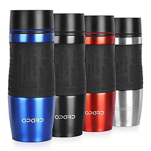 Travel Mugs for Hot Drinks 360°Drinking Lid Double-walled Vacuum Insulated Stainless Steel Coffee Cup, 350ml (Blue)