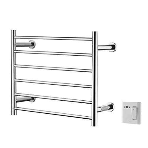 FFYN Wall Mounted Heated Towel Rail Stainless Steel Radiator for Bathroom Electric Towel Warmer Anthracite Thermostatic Perfect for Towels Laundry Airer Rack Clothes,Silver