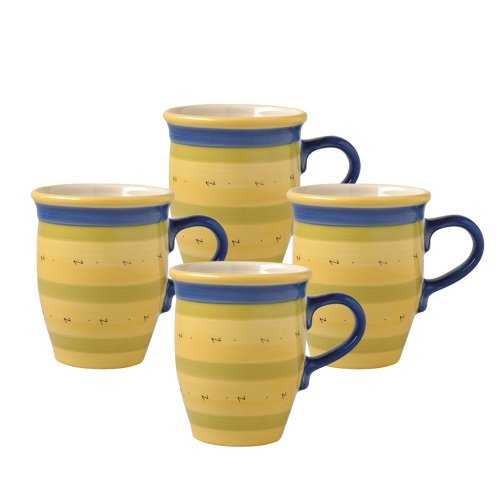 Pfaltzgraff Pistoulet Coffee Mug with Blue Handle (14-Ounce, Set of 4)