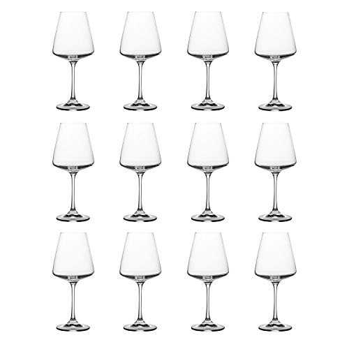 Lucenté Set of 12 Crystal Red Wine Glasses 450ml - Bohemia Crystal Glass - 22cm (H) x 6cm (Rim Diameter) Dishwasher Safe