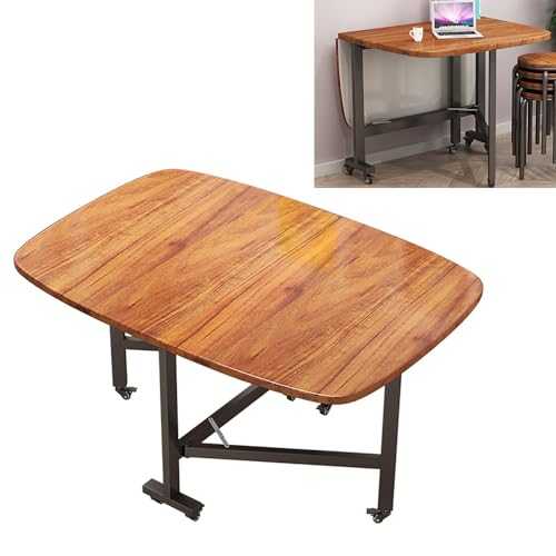 LDIEUWUET Folding Drop Leaf Dining Table, Extendable Butterfly Table, Wooden Dining Kitchen Desk Foldable Table for Small Saving Space, Multifunction Expandable Table for Living Room Dining Room