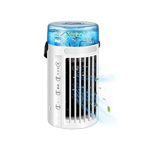 Air conditioning apartment, without exhaust hose fan/ in Cooling Air Conditioner, 4 in 1 Mini Mobile Personal Space Cool Air,LED Night,USB Desktop Cooling Fan for Camping Picnic Dorm Portable,White (C
