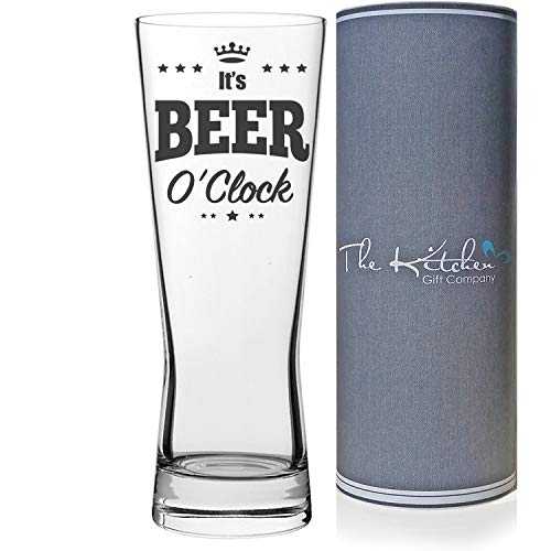 It's Beer O'Clock Pint Glass, Fun Beer Glass Gift Set for Beer O'Clock Perfect Gift for Men, Fathers Day & Christmas