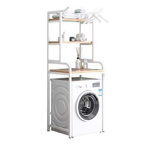Zzmop 3 Tier Washing Machine Shelf with Clothes Rail,Bathroom Organizer Shelf,Toilet Storage Rack,Space Saver,White,for Laundry Room,Living Room.