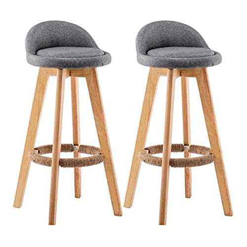 URINGO Leisure Backrest Linen Upholstered Bar Chair Backrest Simple Home Adult Wooden Solid Wood Office Computer Chair Makeup Chair, Bar Stools Set of 2