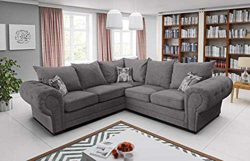 Amazing sofas-FIRE RESISTANT-New Large UNIVERSAL VERONA Baron Corner SOFA 3 2 1 seats seater OR Left or Right GREY SILVER, foam filled seats for comfort.(Universal, full back, Grey)