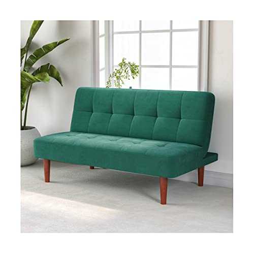 INMOZATA Sofa Bed Green 2 Seater Occasional Sofa Linen Fabric Single Corner Sofa Couch Settee Recliner Sleeper Sofa for Living Room Bed Room (Green)