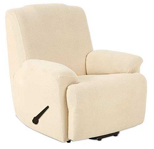 TIANSHU Stretch Recliner Covers, Recliner Chair Slipcovers,1 Piece Furniture Cover For Recliner Couch Cover With Remote Pocket (Recliner, Ivory)
