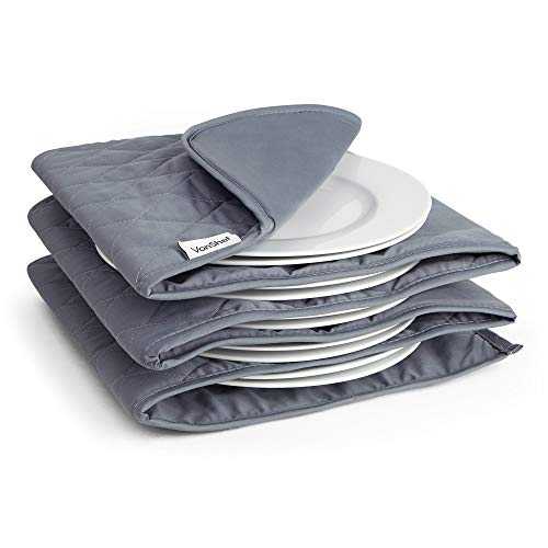 VonShef Electric Plate Warmer, Double Insulated Sleeve Heats up to 10 Full Size Dinner Plates, Removable and Washable Cotton Sleeves Ideal for Dinner Parties, Christmas Dinner or Buffets - Grey