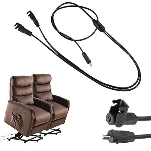 BUENTYA Electric Recliner Chair Sofa 1.1m Extension Lead Extension Cord for Recliner 2 Pin Splitter Lead Recliner Power Supply Cord Y-Splitter Cord Connecting for Electric Recliner Lift Chair