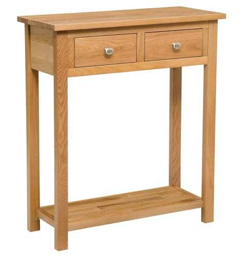Hallowood Furniture Waverly Oak 2 Drawer Large Console Table in Light Oak Finish | Solid Wooden Hall Table/Side Table/End Table/Telephone Table with 2 Drawer