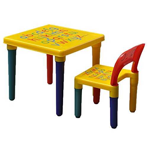 SavingPlus ABC Alphabet Kids Plastic Table and One Chair Set Gift UK