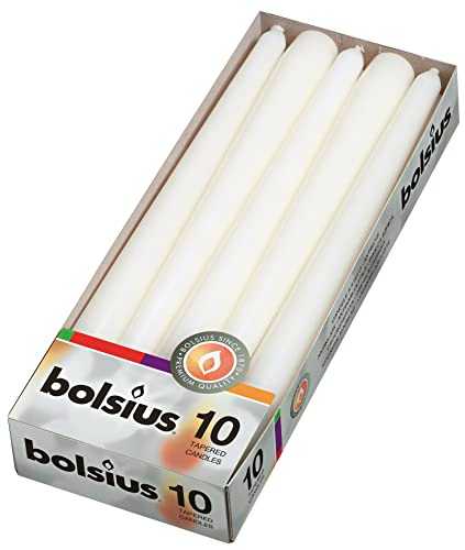 Bolsius Tapered Dinner Candles, "White Box", Pack of 10,3.9x9.8x25.2 cm