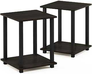 Furinno Simplistic 2-Pack End Table, Side Table, Nightstand, Espresso/Black, 39.6 x 39.6 cm (2-Pack)