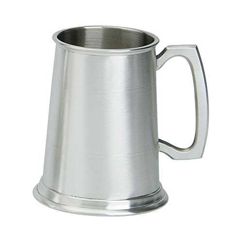Edwin Blyde 61122 & Co 1 Pint Tankard with Solid Metal Base-Two Lined Body with Traditional Standard Handle-Satin Finish, Pewter, 11 x 14.5 x 11 cm