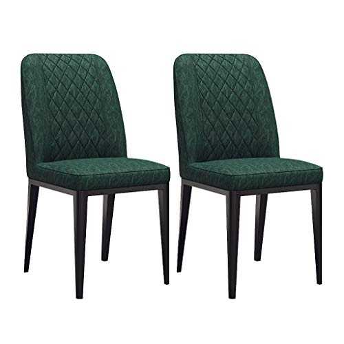 AVOA Dining Chair 2pcs Dining Chairs Living Cafe Room Dining Room Home Bar Modern Leather Durable Lounge Chair (Color : Dark green)