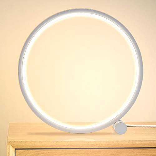 LED Table Lamp Bedside LampTouch Dimmable ,3 Colors 9 Brightness ,Modern Circular Design Metal Desk Reading Light for Bedroom