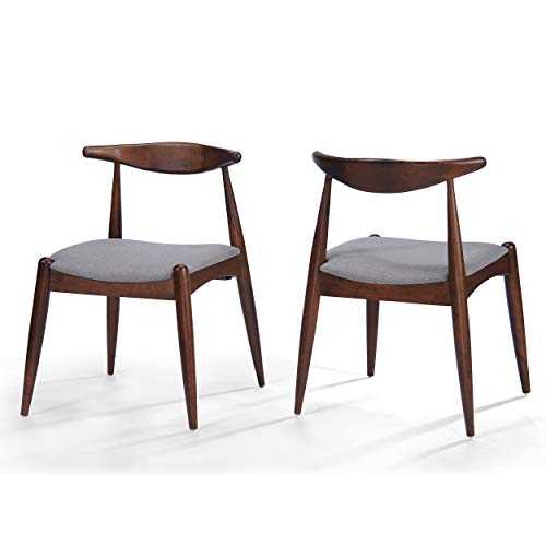 Christopher Knight Home Francie Fabric Finish Dining Chairs (Set of 2), Dark Beige and Walnut