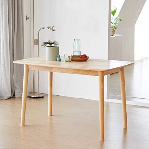 Livinia Aslan 47" Malaysian Oak Rectangular Wooden Dining Table/Solid Wood Kitchen Desk (Natural Oak)
