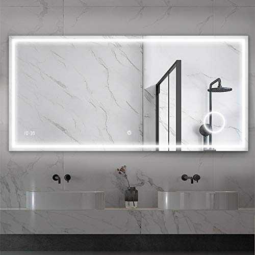 Bathroom mirror LED Smart Mirror Wall Mounted Makeup Mirror 800 * 600 * 40mm Stepless Dimming + Time Temperature + Luminous Magnifying Glass Defogging Explosion-proof Mirror