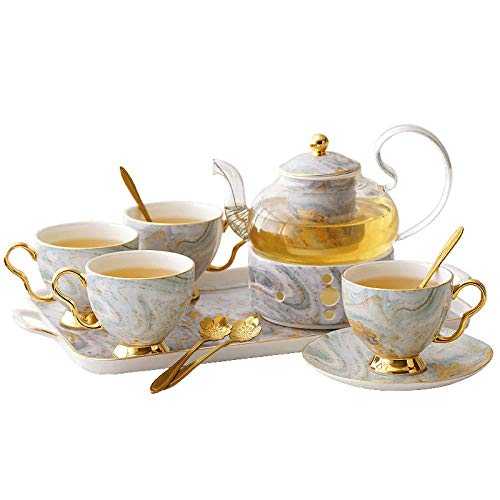 Cup and Saucer Set Porcelain Tea Set Ceramic Tea Set, Filter Candle, Heated Glass Pot, Afternoon Tea, Teapot, Tea Set