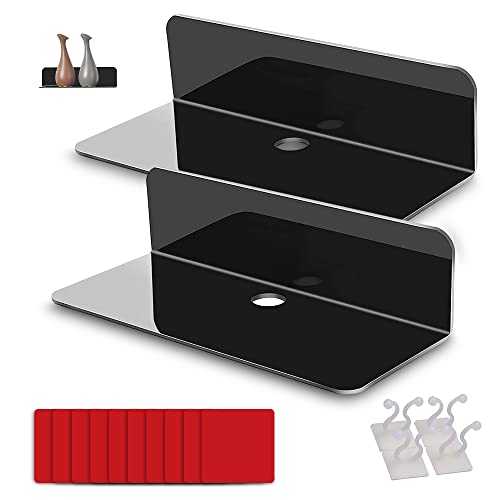 Sightday Floating Shelves,Floating Shelf,Acrylic Floating Shelves No Drill Small Wall Shelf,Floating Picture Ledge,Adhesive Display Shelf with Cable Clips,Floating Storage Rack for Living Room