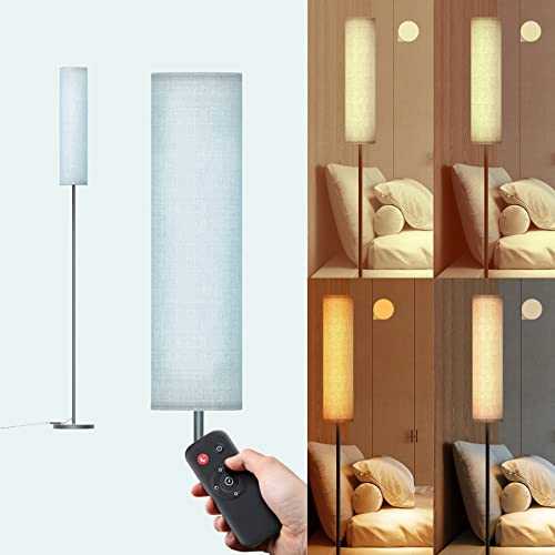 Floor Lamp, Remote Control LED Lamp for Bedroom, Standing Lamp Reading Light with Timer, 4 Color Temperatures & Night Light Mode Adjustable Floor Lamps with Stepless Dimming for Living Room, Office.