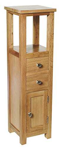 Hallowood Waverly Tall Cabinet in Light Oak Finish | Small Solid Wooden Bathroom Cupboard/Tower | Bedside/Telephone Console Table, WAV-CUP940
