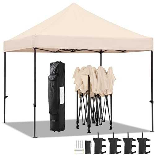 Yaheetech Living Fully Waterproof Premium Folding Garden Gazebo - Choice of Colours - 3m x 3m Commercial Heavy Duty Pop Up Outdoor Garden Shelter - PU Coated - Travel Bag and 4 Leg Weight Bags, Beige