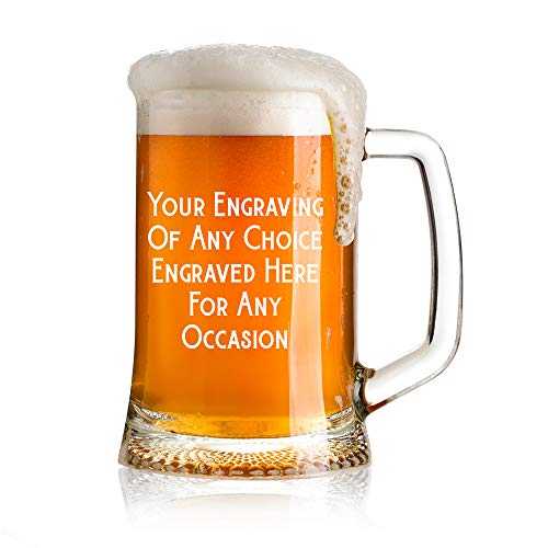 Personalised Engraved 1 Pint Glass Beer Tankard Any Occasion Bold Script Birthdays Anniversaries Weddings Christmas