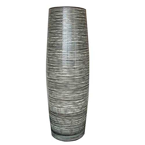 fanquare Height 50cm Jingdezhen Large Striped Ceramic Floor Tall Vase, Black and White Flower Vase Sturdy Home Decorative Vase