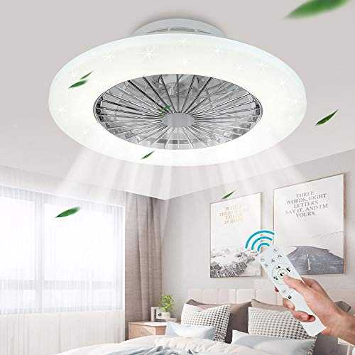 PADMA Modern LED Ceiling Fan with Lighting, Ceiling Fan Lights with Remote Control, Fan Invisible with Lighting, 3 Color Changeable, Dimmable Fan Light for Living Room, Bedroom, Kid's Room, White