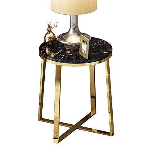 Home&Selected furniture/Side Table Nordic Living Room Small Round Table Marble Tabletop + Gold Metal Frame Coffee Table Corner Table Bedroom Bedside Table (color : Black) (Color : Black)