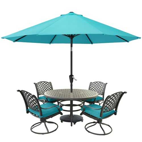 MasterCanopy Garden Patio Parasol Outdoor Fe-Al Market Table Parasol Umbrella with 8 Sturdy Ribs(2.7M,Turquoise)