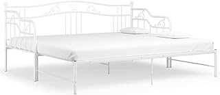 vidaXL Pull-out Sofa Bed Frame for Day Sleeping Guest Bed Sleepover Occasional Bed Pull Out Trundle Resting Indoor Furniture White Metal