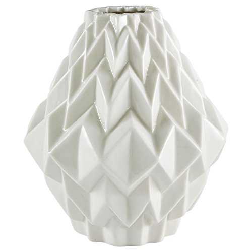 Rivet Modern Geometric Stoneware Home Decor Flower Vase - 17.5 cm, White