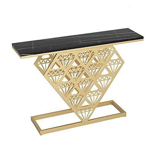 XIAOLIN Modern Console Table With Marble Top | Bedside Table | Accent Side Telephone Table For Living Rooms Bedrooms Entryways, Marble And Gold(Size:80x30x80cm,Color:02)