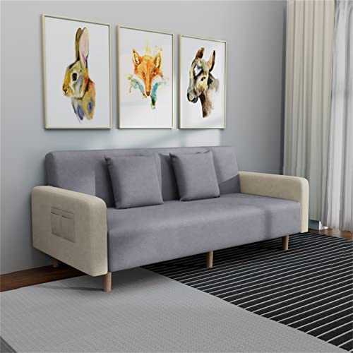 JHKZUDG Modern Cotton Fabric Sofa Bed, Adjustable Folding Reclinersofa Bed,2 Seater Recliner Lounge Couch Recliner Chair,Upholstered Sofa Bed Chair,for Home Office Furniture,gray,170 × 61 × 75cm