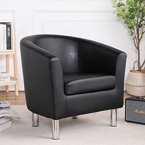 Camden Leather Tub Chair Armchair Dining Living Room Office Reception Black