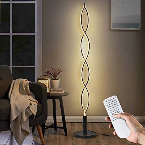 Enwinup LED Wave Floor Lamp, 48W Dimmable Standing Tall Lamps with Remote Control and Foot Button Switch, 3 Color Temperatures Stepless Dimming Standing Light for Bedroom Living Room Hotel Office