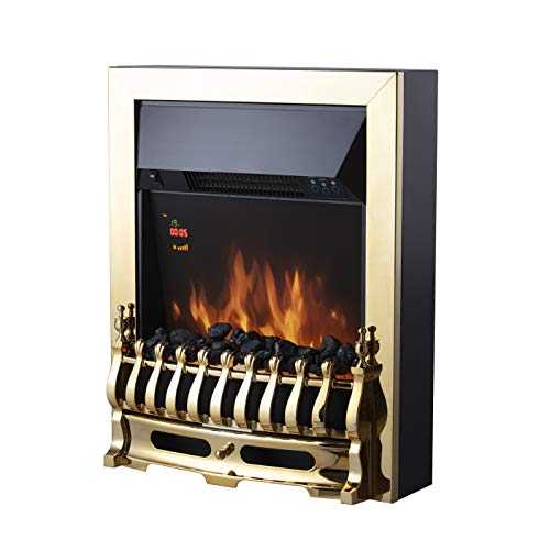 Warmlite WL45049 Whitby 2 kW LED Electric Freestanding Fire with Remote Control, 2000 W, Brass