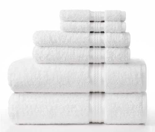 COTTON CRAFT Ultra Soft 6 Piece Towel Set - 2 Oversized Large Bath Towels,2 Hand Towels,2 Washcloths - Absorbent Quick Dry Everyday Luxury Hotel Bathroom Spa Gym Shower Pool Travel -100% Cotton- White